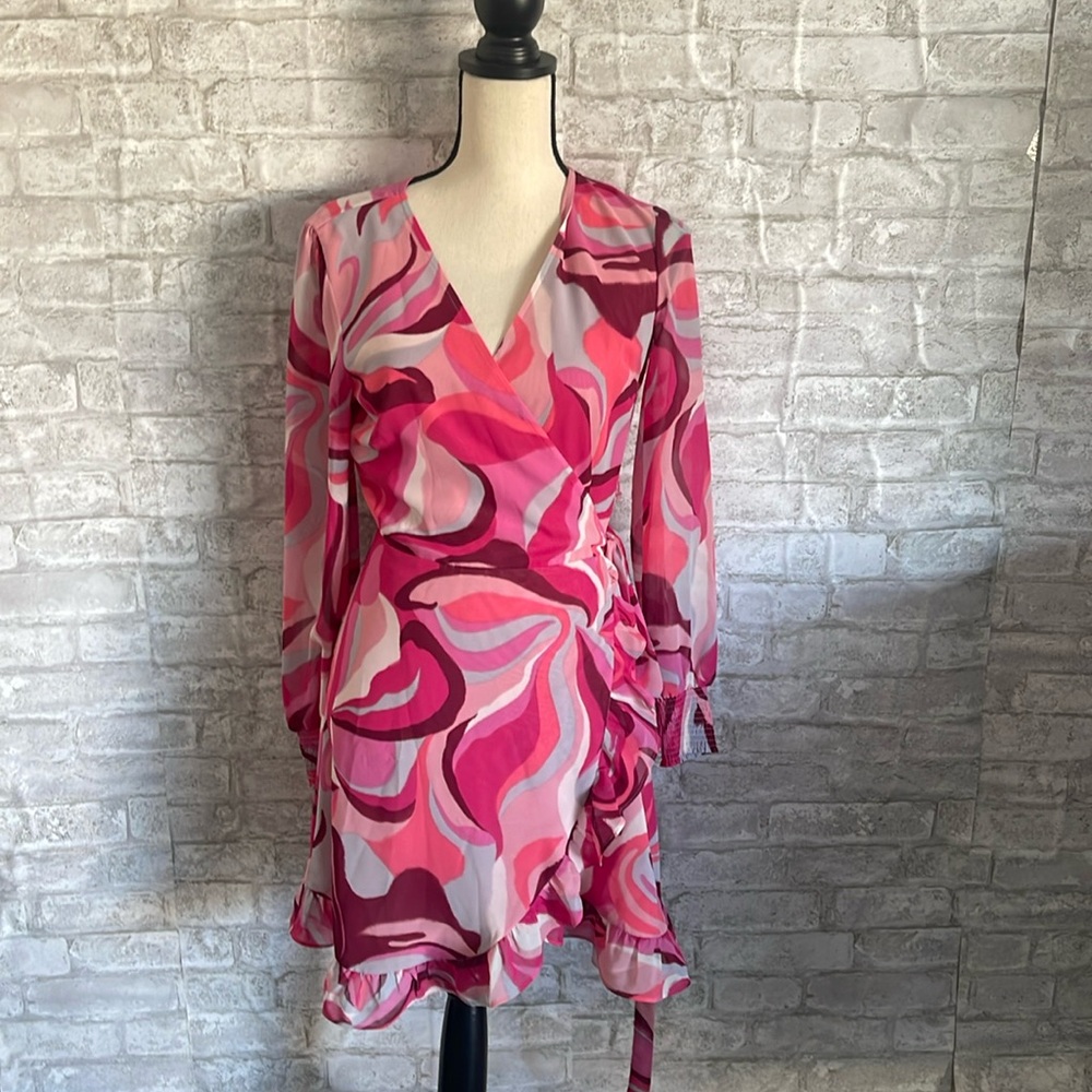NWT BAR III Wrap Dress with ruffle hem